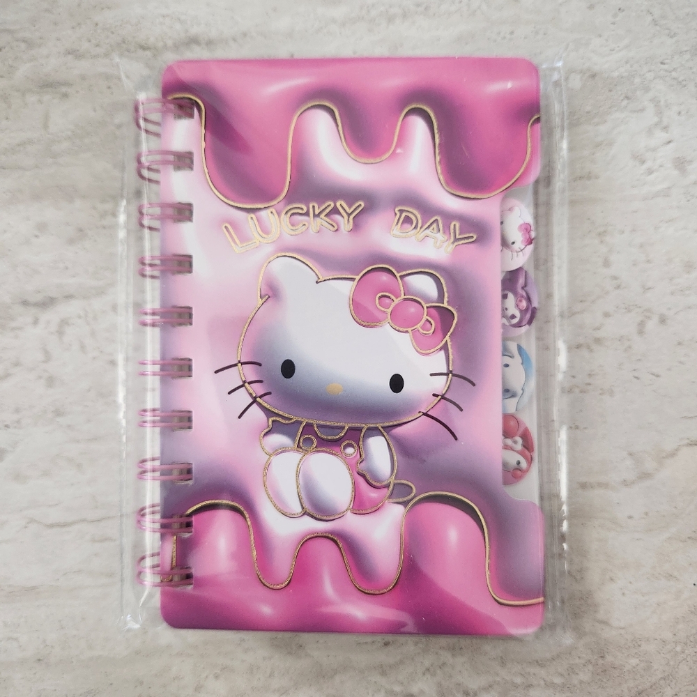 🔵🔴NWT Hello Kitty Sanrio Pink small spiral notebook with dividers. One size.